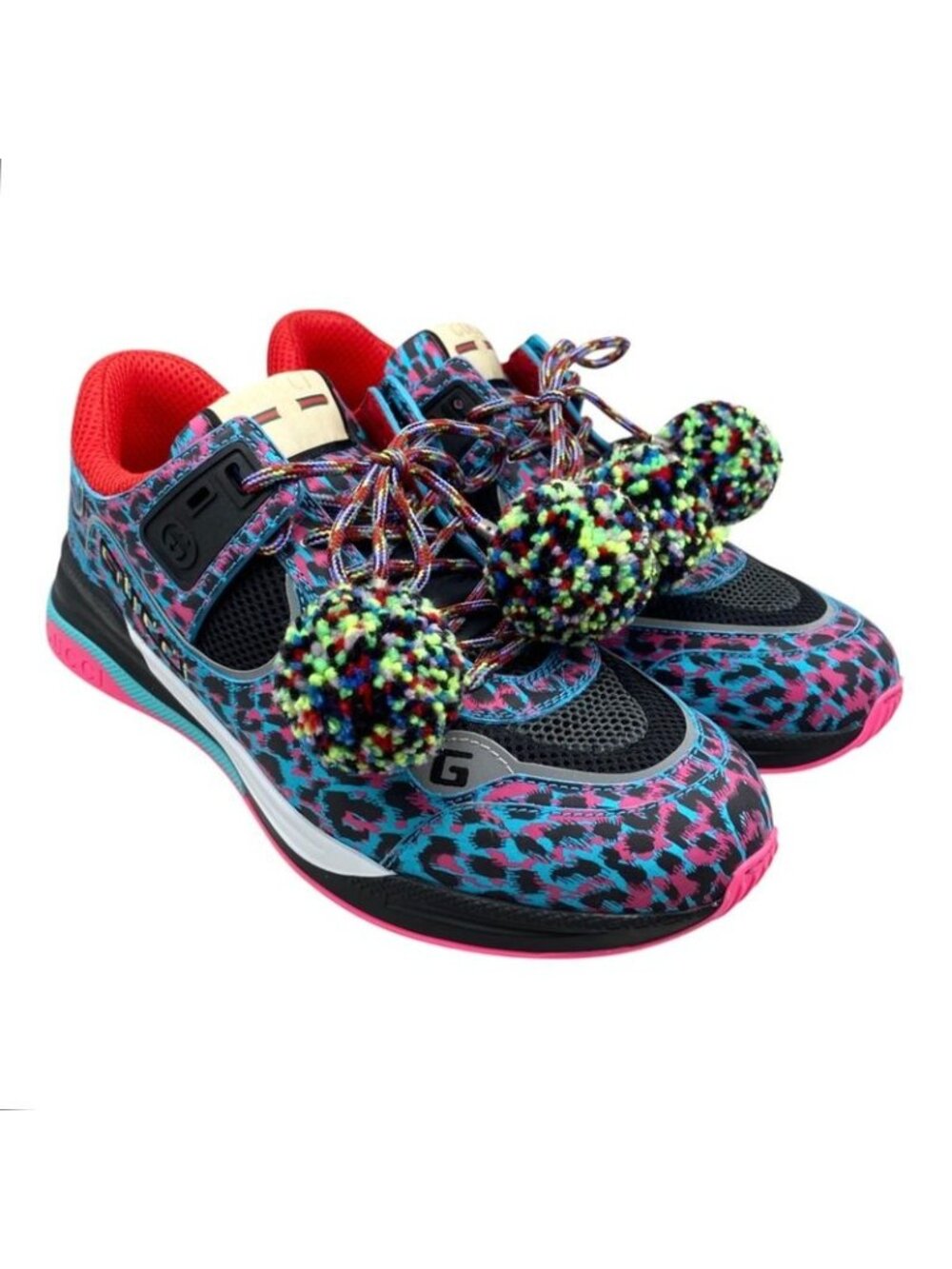 Gucci Sneakers Ultra Space 9 Sizes Logo Leopard Print Multicolor Blue - Picture 2 of 10